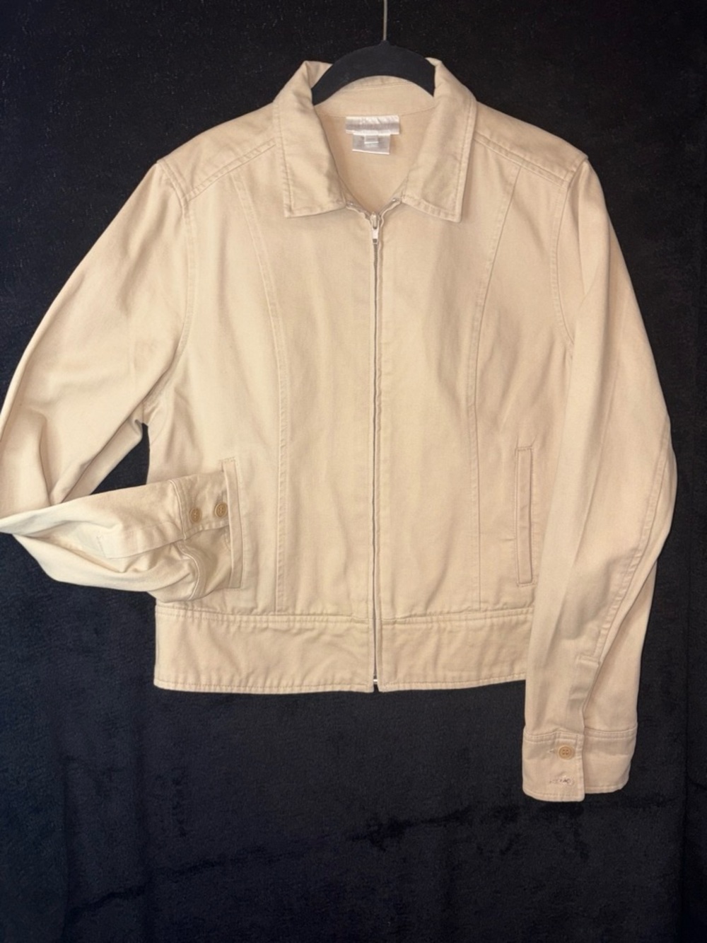 Jones New York Full Zip Jacket Beige Medium Light Outerwear EUC Classic Utility